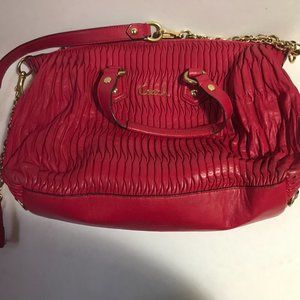 Coach Purse Red 14" X 11" Handles & Shoulder Straps